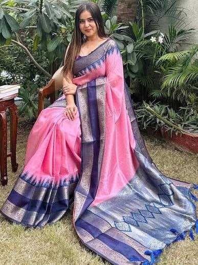 PINK SILK SAREE - Image 1