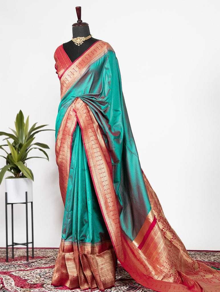 BLUE SILK SAREE - Image 3