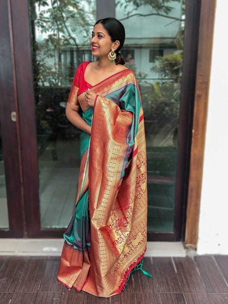 BLUE SILK SAREE - Image 1
